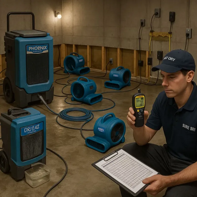 Structural Drying and Dehumidification process in Tuolumne County, CA